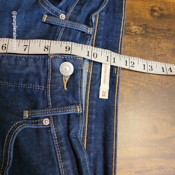Levi's Jeans 28 Super Skinny 310 Shaping Mid Rise Raw Hem Dark Wash Western - Picture 9 of 13